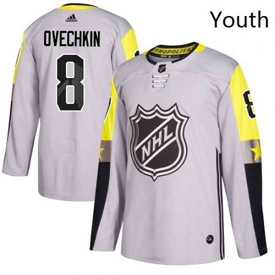 Youth Adidas Washington Capitals 8 Alex Ovechkin Authentic Gray 2018 All Star Metro Division NHL Jersey